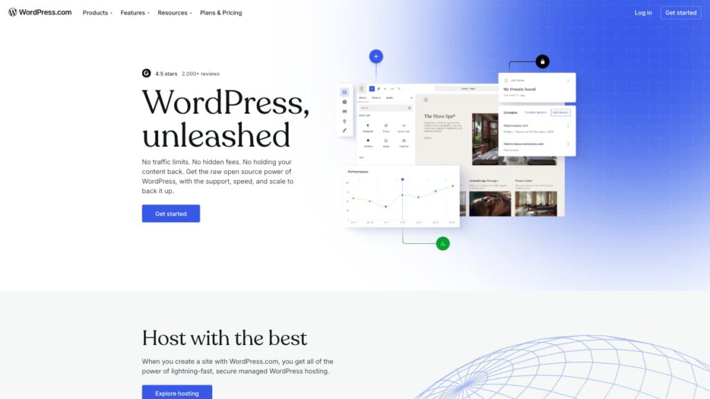 wordpress-dot-com-homepage The WordPress.com homepage.